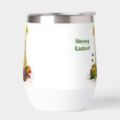 Schattige paaskonijn met eitjes en bloemen (Links)