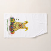 Schattige paaskonijn met eitjes en bloemen bad handdoek (Handdoek)