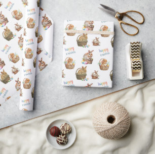 Schattige Paaskonijnpatroon van de Waterverf Cadeaupapier