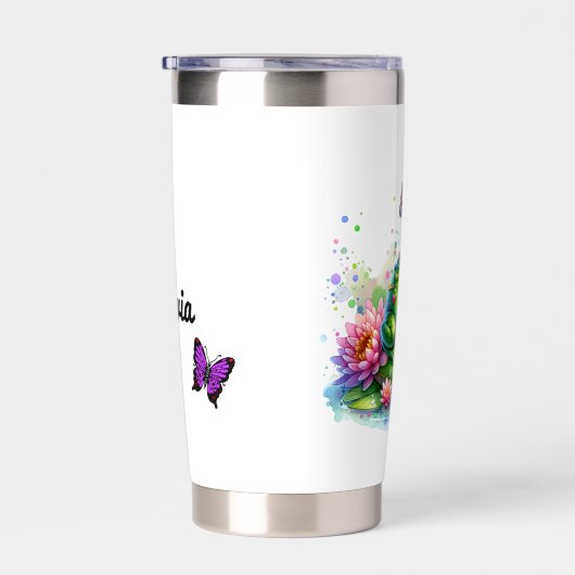 Schattige pad en vlinders gepersonaliseerd geïsoleerde drinkbeker (Rechts)