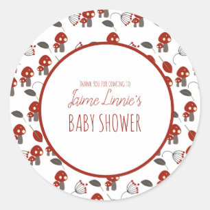 Schattige Paddenstoel Baby Shower Tuin Bos Bedank Ronde Sticker