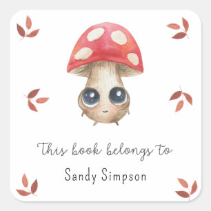 Schattige paddenstoel - dit boek is van vierkante sticker