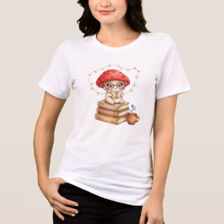 Schattige Paddenstoel Lezen Boek - Cozy Boekliefhe Tri-Blend Shirt