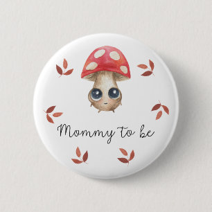 Schattige paddenstoel Mama-to-be Baby shower Ronde Button 5,7 Cm