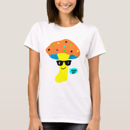 schattige paddenstoel met bril t-shirt