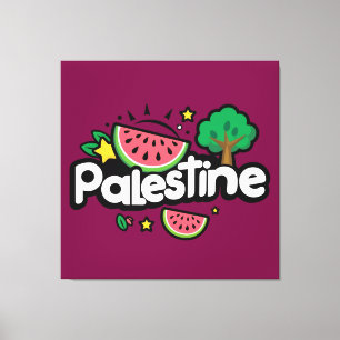 Schattige Palestijns woord omgeven door watermeloe Canvas Afdruk