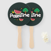 Schattige Palestijns woord omgeven door watermeloe Handwaaier (Voorkant en achterkant)