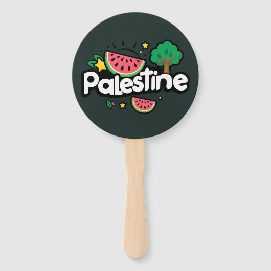 Schattige Palestijns woord omgeven door watermeloe Handwaaier (Voorkant)