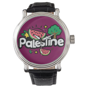 Schattige Palestijns woord omgeven door watermeloe Horloge