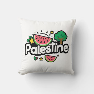 Schattige Palestijns woord omgeven door watermeloe Kussen