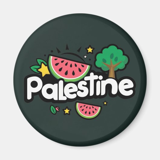 Schattige Palestijns woord omgeven door watermeloe Magneet (Voorkant)
