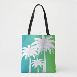Schattige palmboom blauw groen ombre preppy Tas