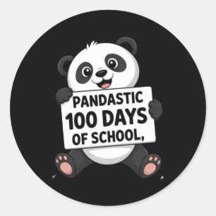 Schattige panda 100 dagen op school ronde sticker