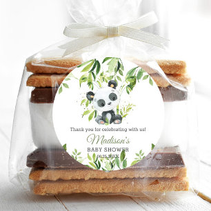 Schattige Panda Bamboe groen Baby shower Neutraal Ronde Sticker