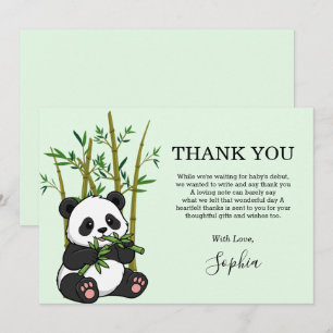 Schattige Panda Bamboe Mint Baby Borrel Bedankkaart