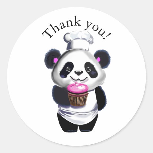 Schattige Panda Beer Dank u Sticker (Voorkant)