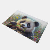 Schattige Panda Beer Eten Bamboe Deurmat (Schuin)
