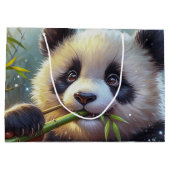 Schattige Panda Beer Eten Bamboe Groot Cadeauzakje (Achterkant)