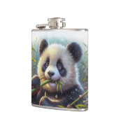 Schattige Panda Beer Eten Bamboe Heupfles (Links)