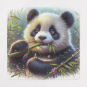 Schattige Panda Beer Eten Bamboe Labels (Design 2)