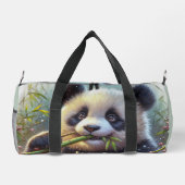 Schattige Panda Beer Eten Bamboe Plunjezak (Achterkant)