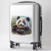 Schattige Panda Beer Eten Bamboe Sticker (Koffer)