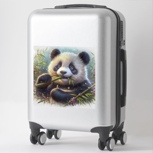Schattige Panda Beer Eten Bamboe Sticker (Koffer)