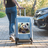 Schattige Panda Beer Eten Bamboe Sticker (Koffer Insitu)