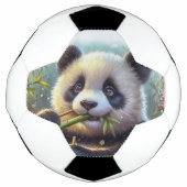 Schattige Panda Beer Eten Bamboe Voetbal (Voorkant)