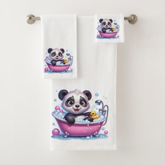 Schattige Panda Beer in een bubbelbad Bad Handdoek (Insitu)