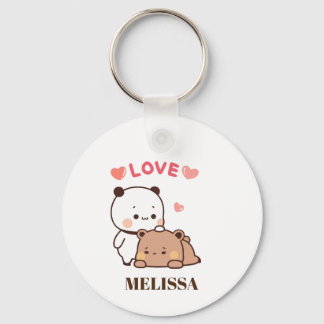 Schattige Panda Beer Liefde Monogram Sleutelhanger