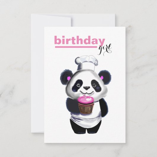 Schattige Panda Beer Meisjes Verjaardagsuitnodigin Kaart (Voorkant)