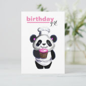 Schattige Panda Beer Meisjes Verjaardagsuitnodigin Kaart (Staand voorkant)