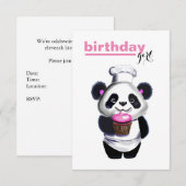 Schattige Panda Beer Meisjes Verjaardagsuitnodigin Kaart (Voorkant / Achterkant)