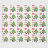 Schattige panda Beer met kerstboom Cadeaupapier (Vlak)