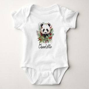 Schattige Panda Beer rustieke kerstbotanicals Romper