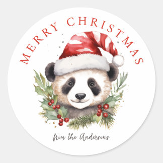 Schattige Panda Beer Santa hat Ronde Sticker