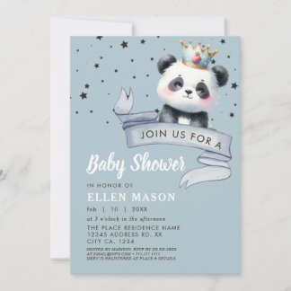 Schattige Panda Beer Sterren Blue Sky Baby shower Kaart