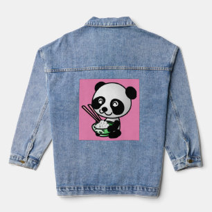 SCHATTIGE PANDA BEER SUSHI RICE DENIM JAS JACKET
