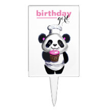 Schattige Panda Beer Verjaardags Meisje Cake Pick