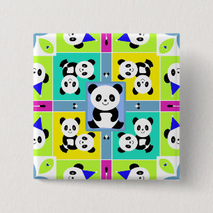 Schattige Panda-Beren Heldere kleuren Vierkante Button 5,1 Cm