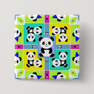 Schattige Panda-Beren Heldere kleuren Vierkante Button 5,1 Cm