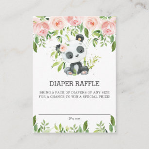 Schattige Panda Bloemen Groene Luier Raffle Ticket Informatiekaartje