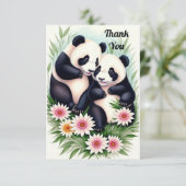Schattige Panda CoupleFlat Dank u kaart (Staand voorkant)