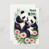 Schattige Panda CoupleFlat Dank u kaart (Voorkant / Achterkant)