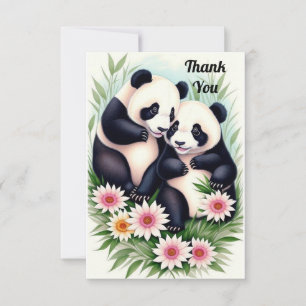 Schattige Panda CoupleFlat Dank u kaart