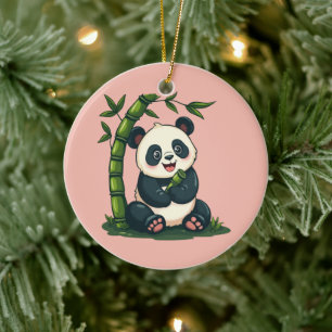 Schattige Panda die Bamboe Omhelst Cute Cartoon Ku Keramisch Ornament