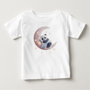 Schattige panda die slaapt op een pluizige maan