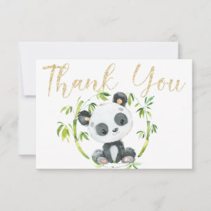 Schattige Panda en Groen Bamboe Baby shower Dank U Bedankkaart