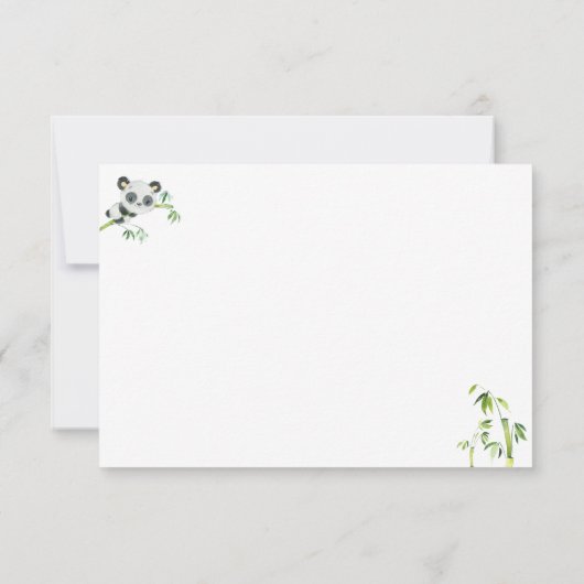 Schattige Panda en Groen Bamboe Baby shower Dank U Bedankkaart (Achterkant)